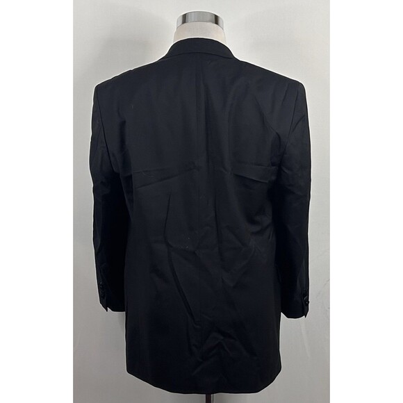 Calvin Klein 40R Tuxedo Jacket 100% Wool All Black Two Button Fully Lined - Picture 6 of 8